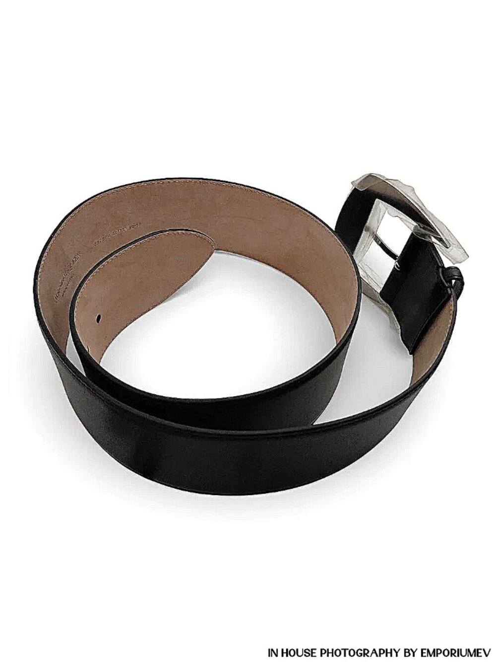 Alexander McQueen Unisex Black Geometric Buckle Leather High Belt (0213)